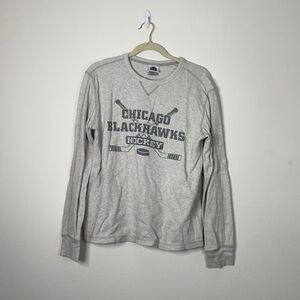 Chicago Blackhawks Hockey Long Sleeve Thermal Large Oatmeal NHL